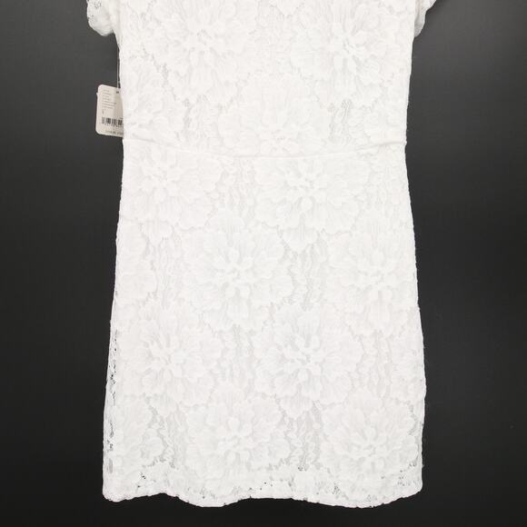 Free People Dress White Lace Mini Short Sleeve Puff Sleeve Open Back Tie Back S - Picture 4 of 14